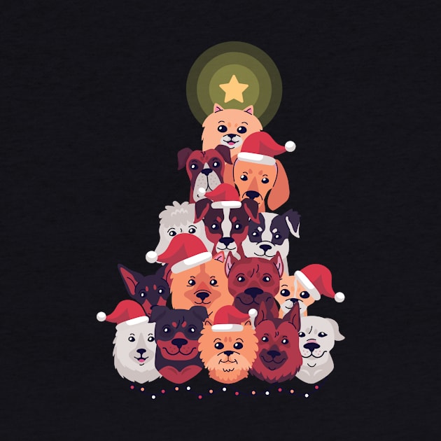 Dogs in Christmas tree xmas gift by Midoart